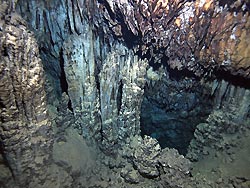 Clear water insde a frehwater cave. New Ireland, Papua New Guinea.