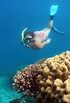 Wandy snorkeling in front of Matava, Kadavu, Fiji