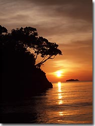 Sunset at Raja Ampat - diving from the Arenui at Raja Ampat, West-Papua, Indonesia.